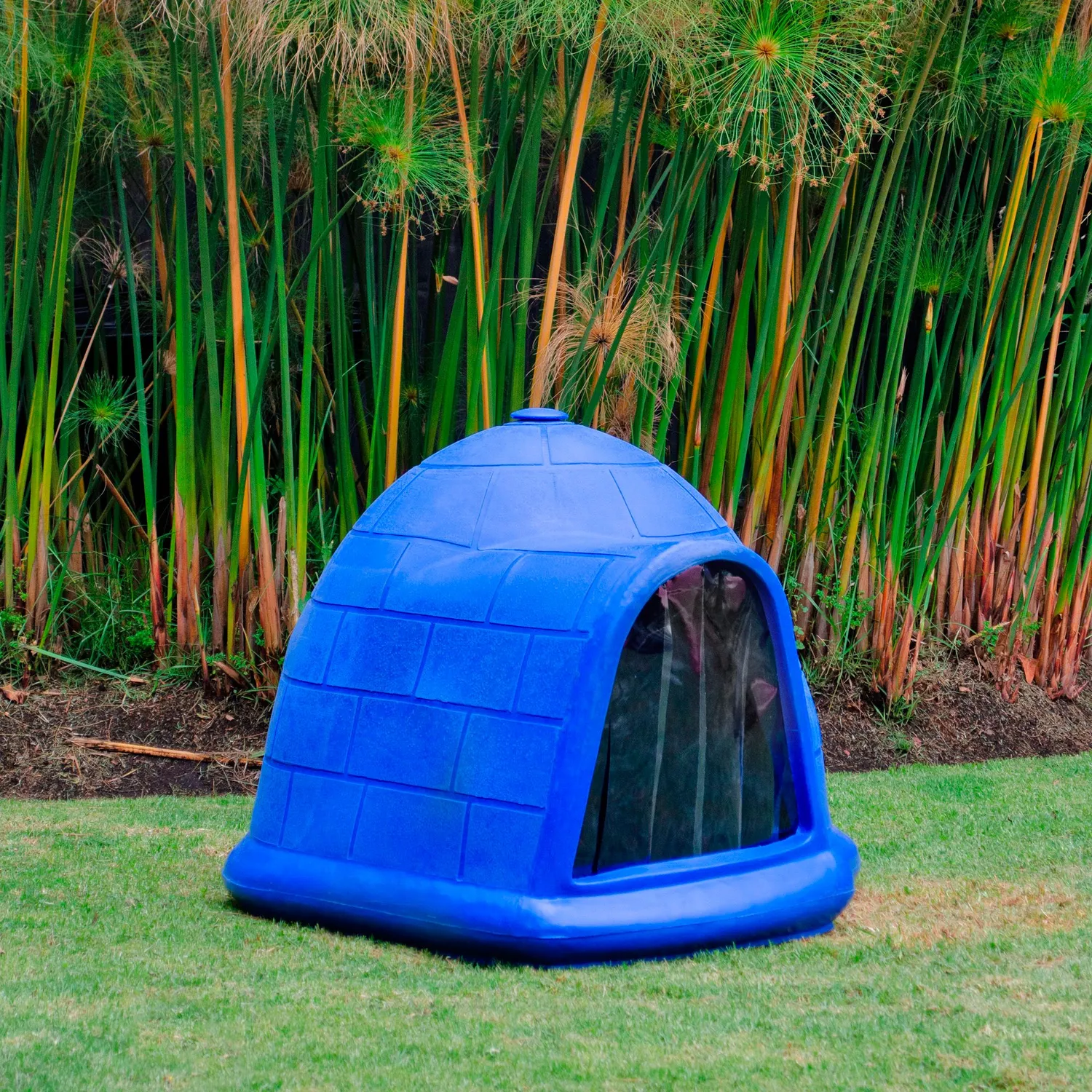 Casa Para Perros Tipo Iglú Grande Azul 117X82X82Cm