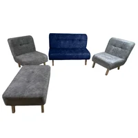 Sala Icono con 2 Poltronas Y Puff Azul - Plata 80X120X75 Cm