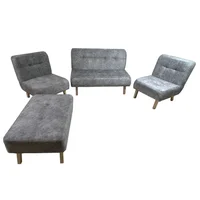 Sala Icono con 2 Poltronas Y Puff Gris Plata 80X120X75 Cm