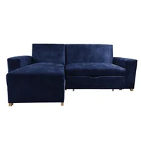 Sala en L con Sofá Cama London 170 X 98 Azul 45X198X210 Cm
