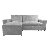 Sala en L con Sofá Cama London Gris Plata 45X198X210 Cm