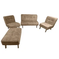 Sala Icono con 2 Poltronas Y Puff S Beige 80X120X75 Cm