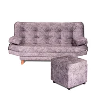 Sofá Cama Valencia Marmol Plata 3 puestos 180x84x85 + Puff