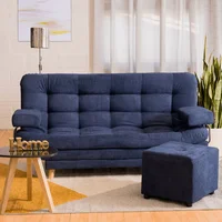 Sofá Cama Valencia Azul 3 Puestos 180X84X85+ Puff
