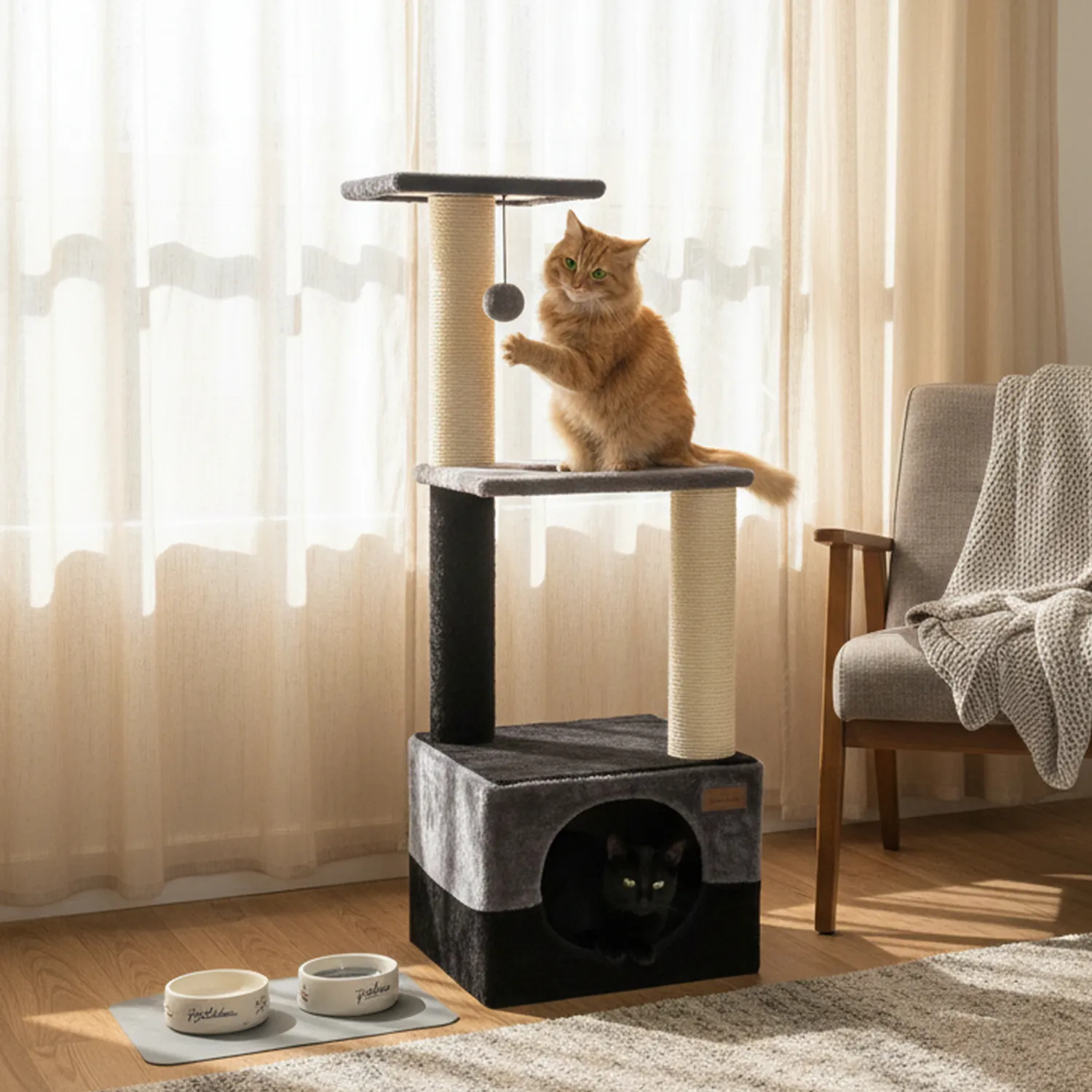 Gimnasio Para Gatos ECO 40x30x110cm Mediano Gris 4