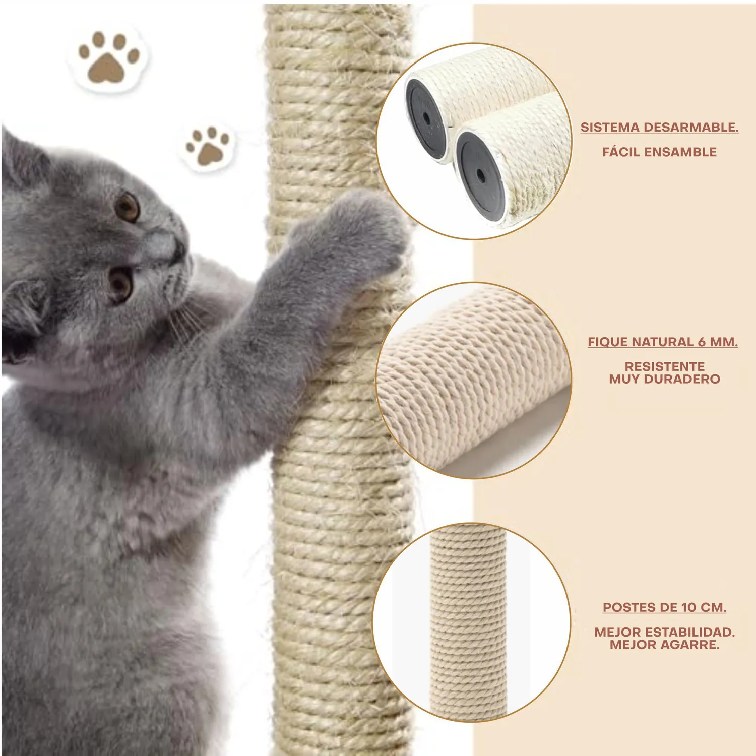 Rascador Para Gatos  40x30x50cm Pequeño Gris 7