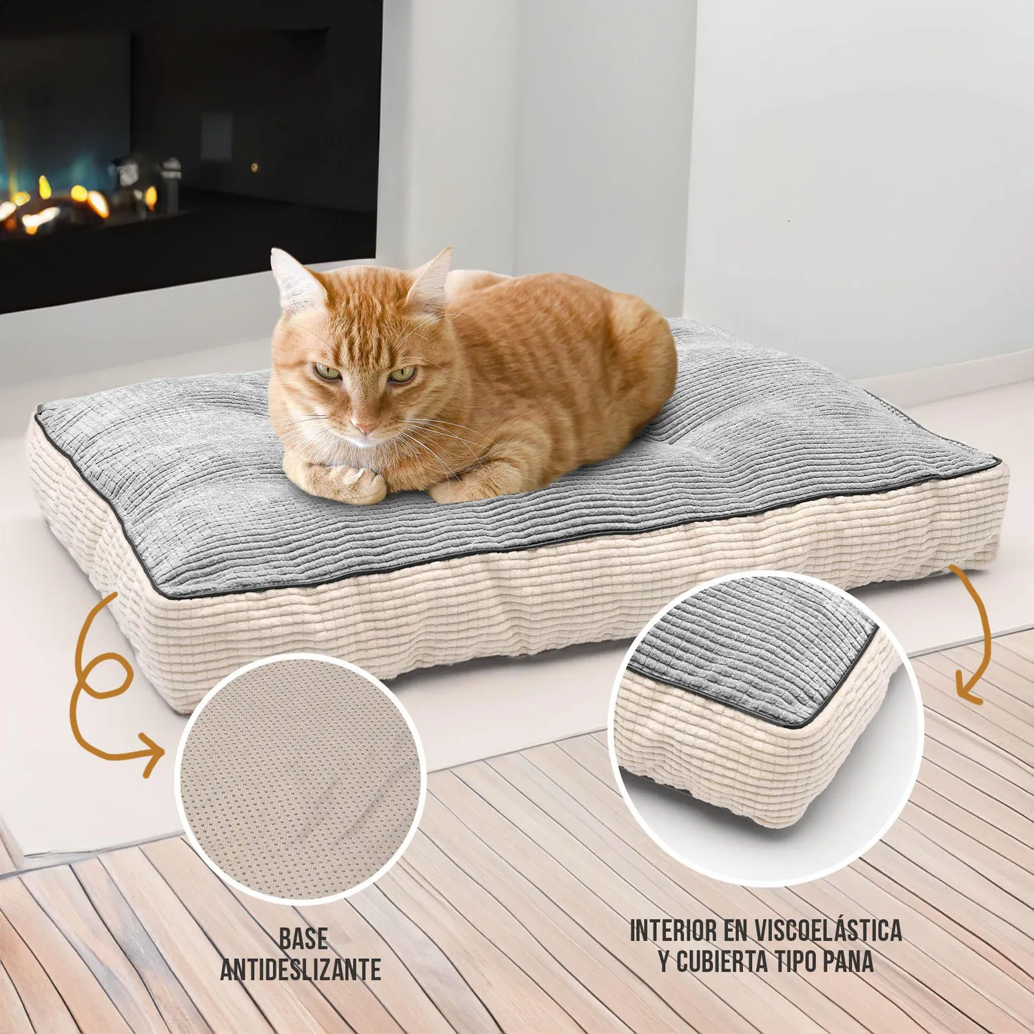 Cama Colchoneta Para Gato Premium 61X46X8Cm Mediana Gris Energy