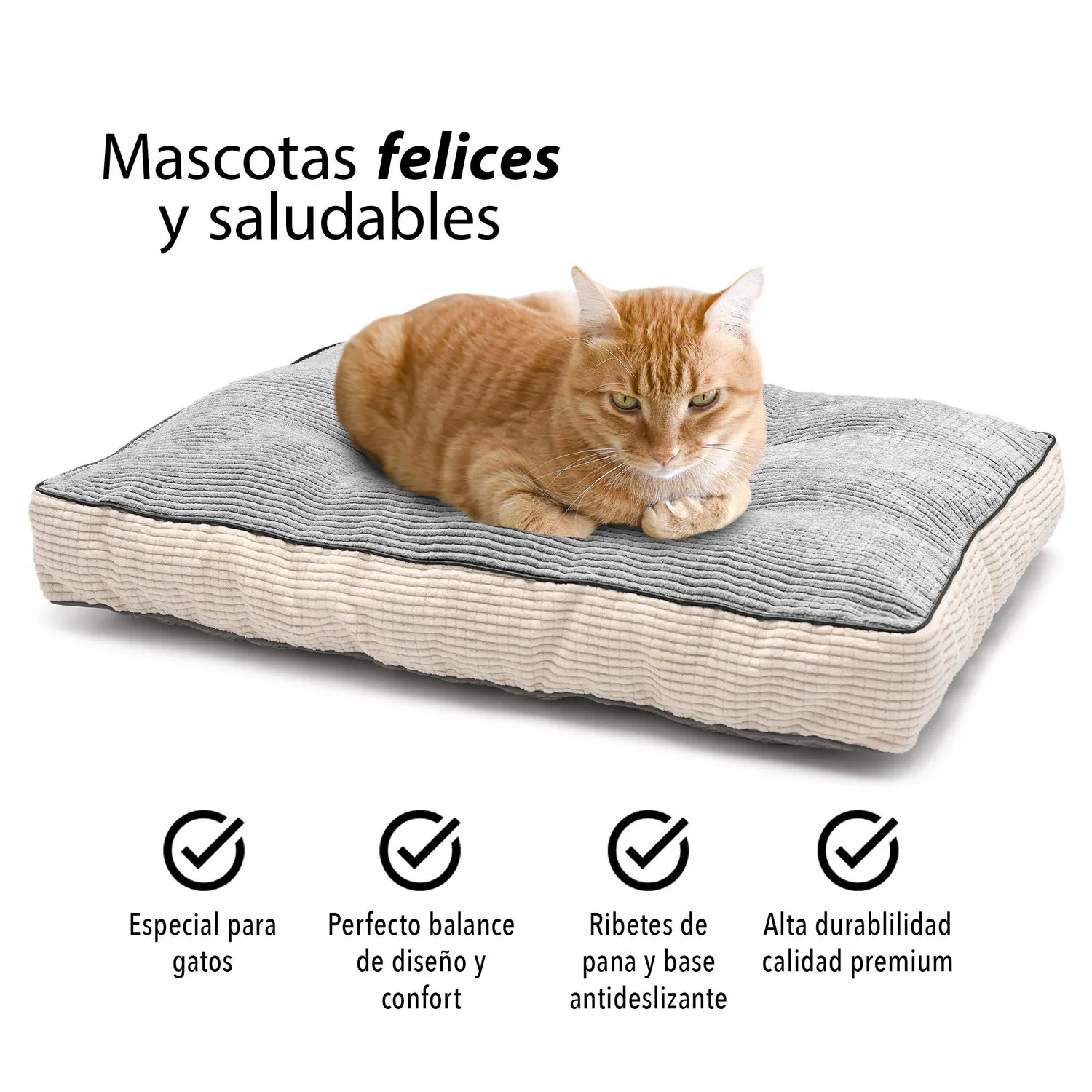 Cama Colchoneta Para Gato Premium 61X46X8Cm Mediana Gris Energy 3