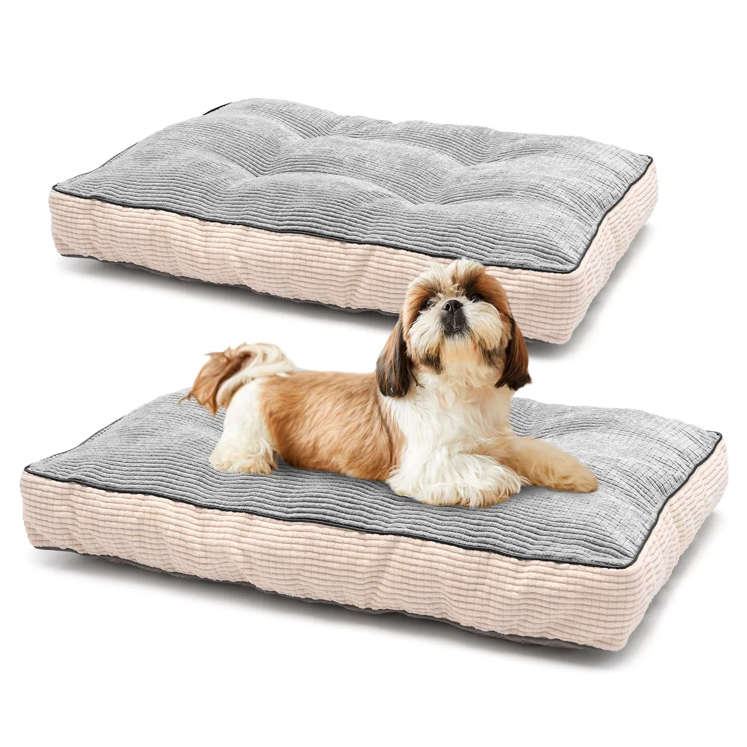 Set x2 Camas para Perro Viscoelástica Premium 61X46X8Cm Razas Pequeñas Gris
