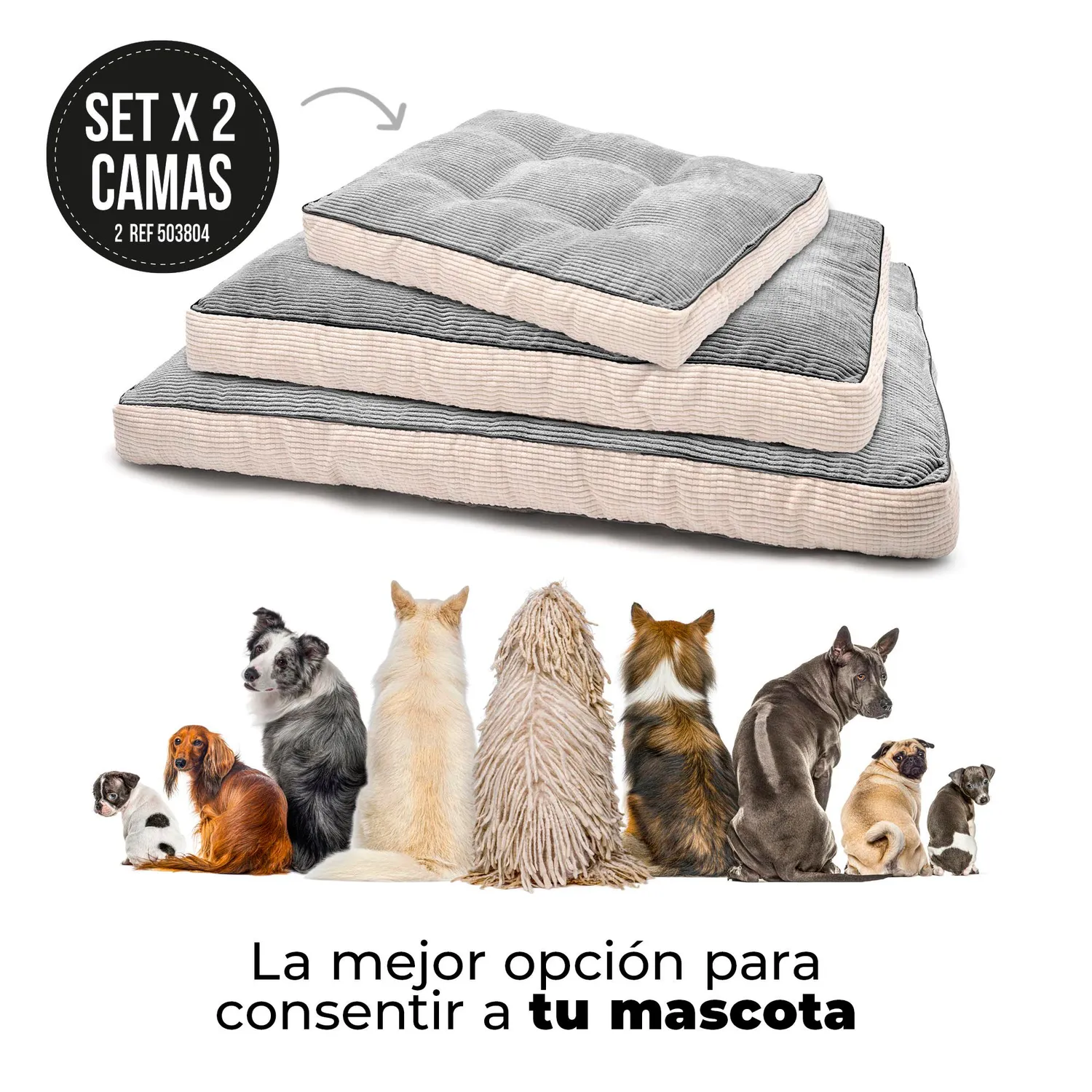 Set x2 Camas para Perro Viscoelástica Premium 61X46X8Cm Razas Pequeñas Gris 4