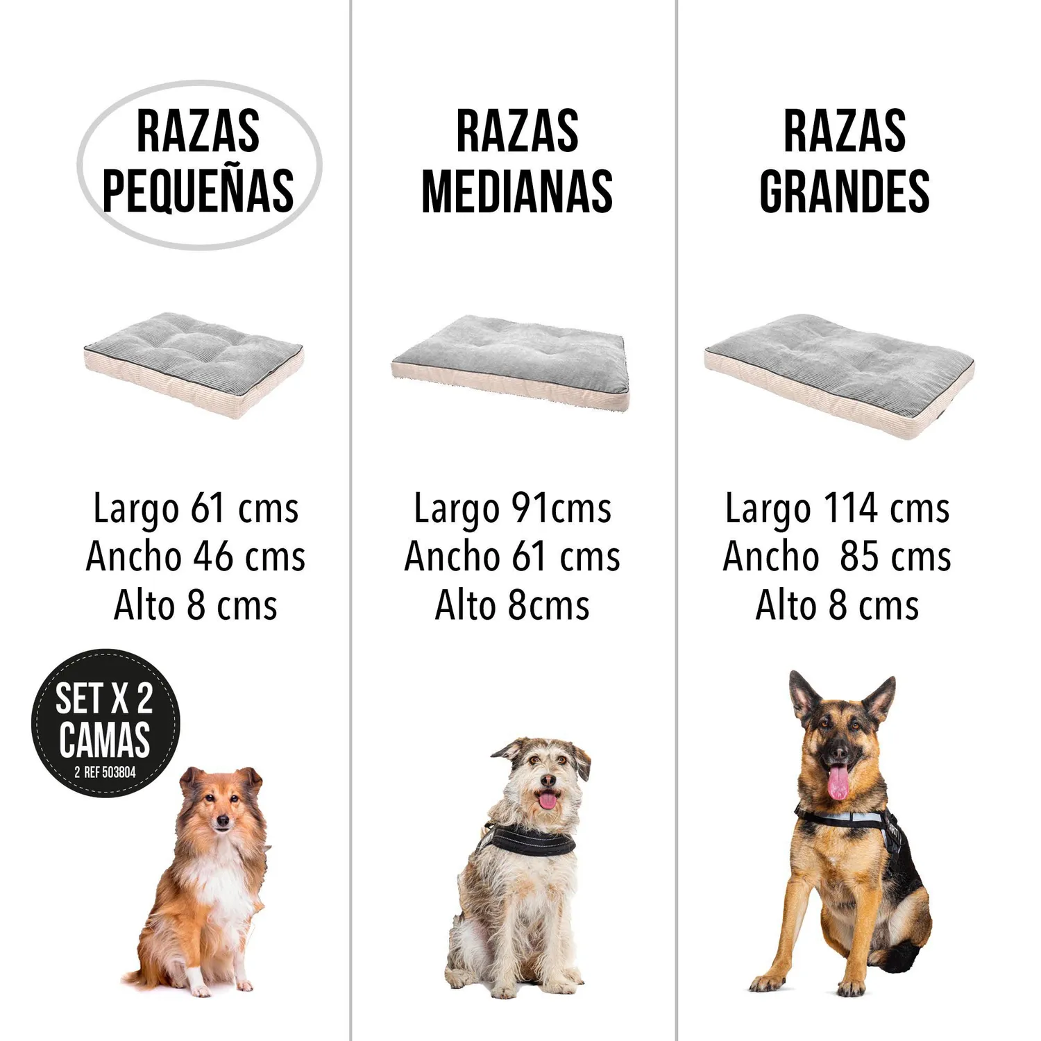 Set x2 Camas para Perro Viscoelástica Premium 61X46X8Cm Razas Pequeñas Gris 6