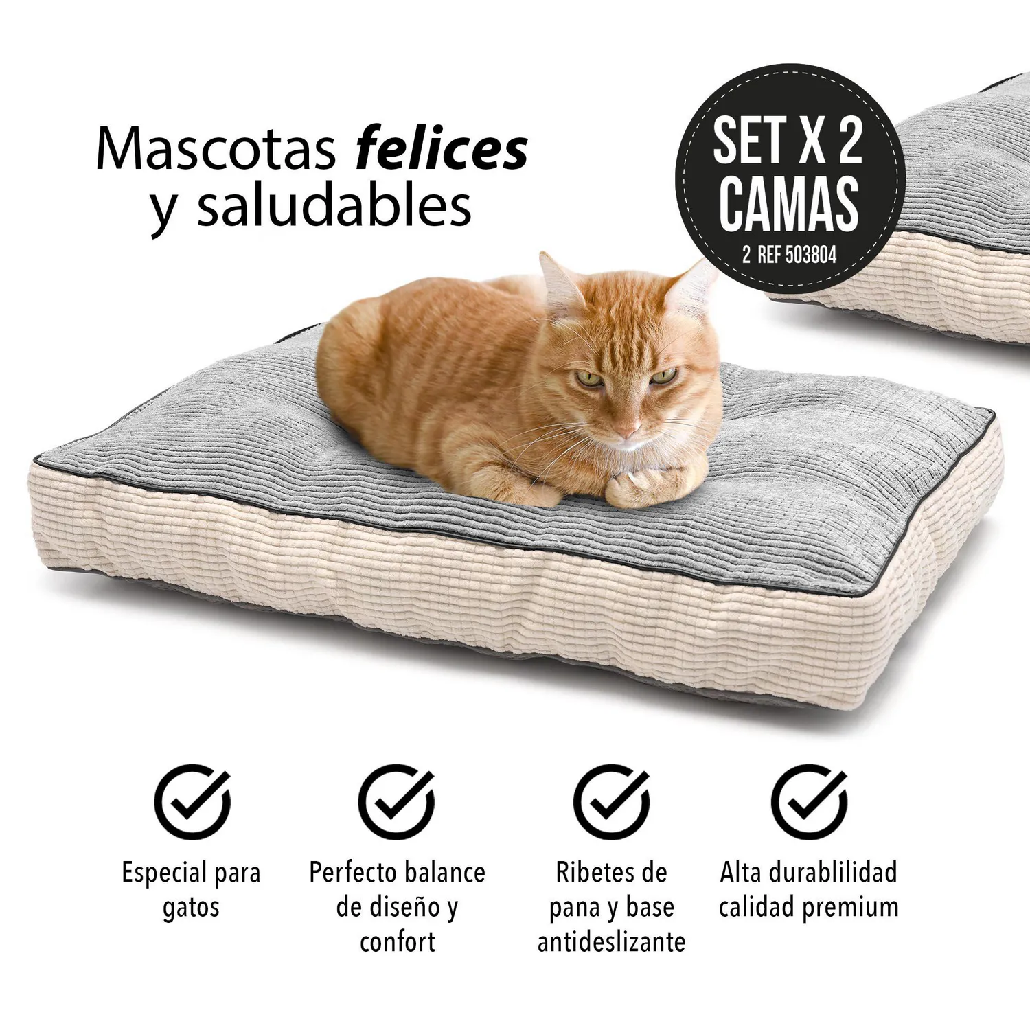 Set x2 Camas Colchonetas Para Gatos Medianas Viscoelástica 61X46X8Cm 3