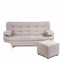 Sofá Cama Valencia Plata 3 Puestos 180X84X85 + Puff