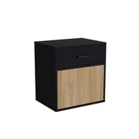 Mesa De Noche Grayson 1 Cajón 50x55x37,3 cm Negro Madera Natural Just Home Collection