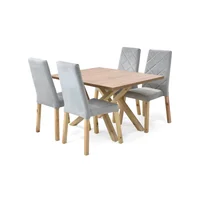 Comedor 4 Puestos Astoria Sillas 71X120X90 Plata