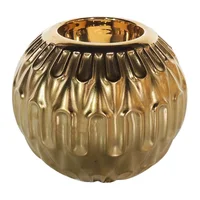 Portavela Texturizado Cerámica 10.5x9 Cm Oro Deluxe