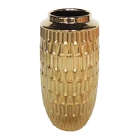 Jarrón Texturizado Cerámica 12x25 Cm Oro Deluxe
