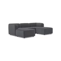 Sofá con Puff Bocelli 4 Puestos Tela Pet Friendly Antifluidos 260x85x75 Gris Oscuro