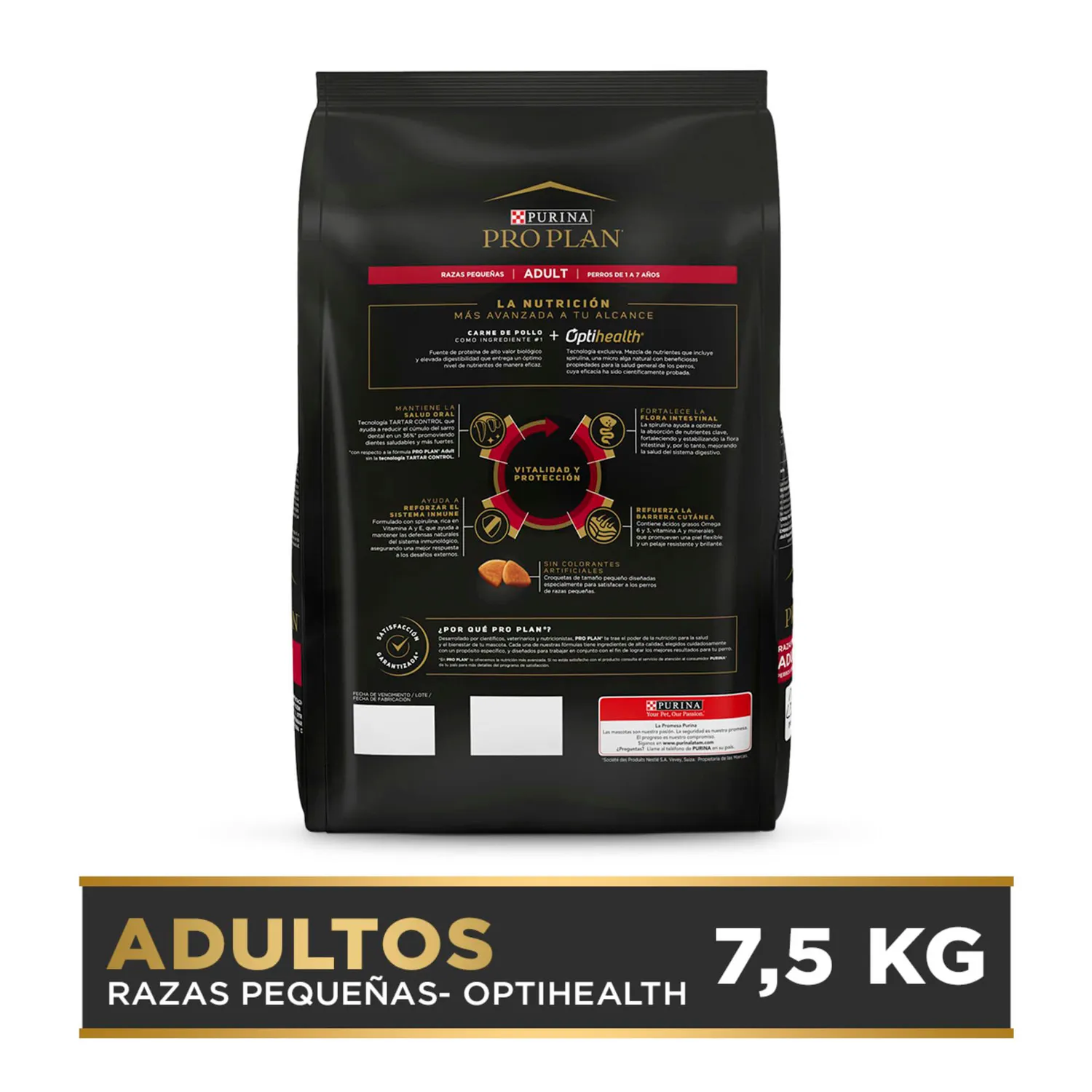 Comida Seca Para Perro Adulto +7 Años Pro Plan Raza Pequeña Sabor A Pollo 7.5kg