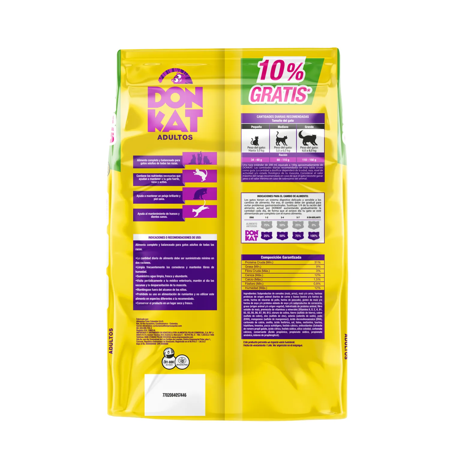 Comida Seca Para Gato Donkat Adulto 1.1kg Donkat