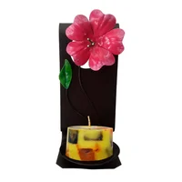 Candelabro Mesa Pared Cafe Flor Corazon Fucsia