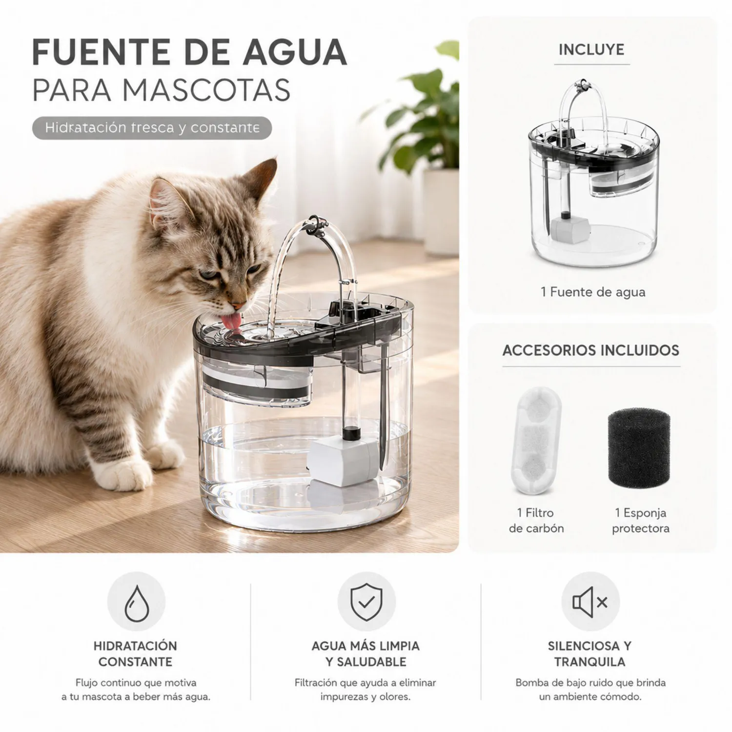 Fuente De Agua Para Perro Transparente 2L 4