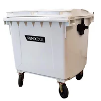 Contenedor de Basura con Ruedas Plástico 1100 Litros Blanco con Tapa Set X 4 Unidades