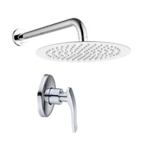 Kit Ducha Redonda 20Cm+Tubo+Registro Manija Ducha Onda