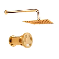 Kit Ducha Dorada 20Cm+Tubo+Registro Manija Ducha Industry