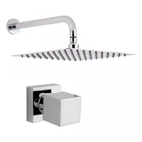 Kit Ducha Cuadrada 15Cm+Tubo+Registro Manija Ducha Cubo