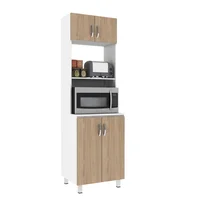Alacena Despensa Porta Microondas 60Cm En Mdp 4 Puertas Rovere