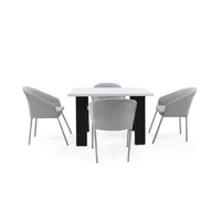 Comedor 4 puestos Soho Sillas Seúl 74x115x80 Plata