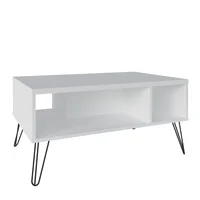 Mesa de Centro En Mdp 59Cm Pata En Acero Blanco