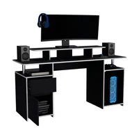 Escritorio Gamer Keria 88 x 157 Rta Wengue Blanco