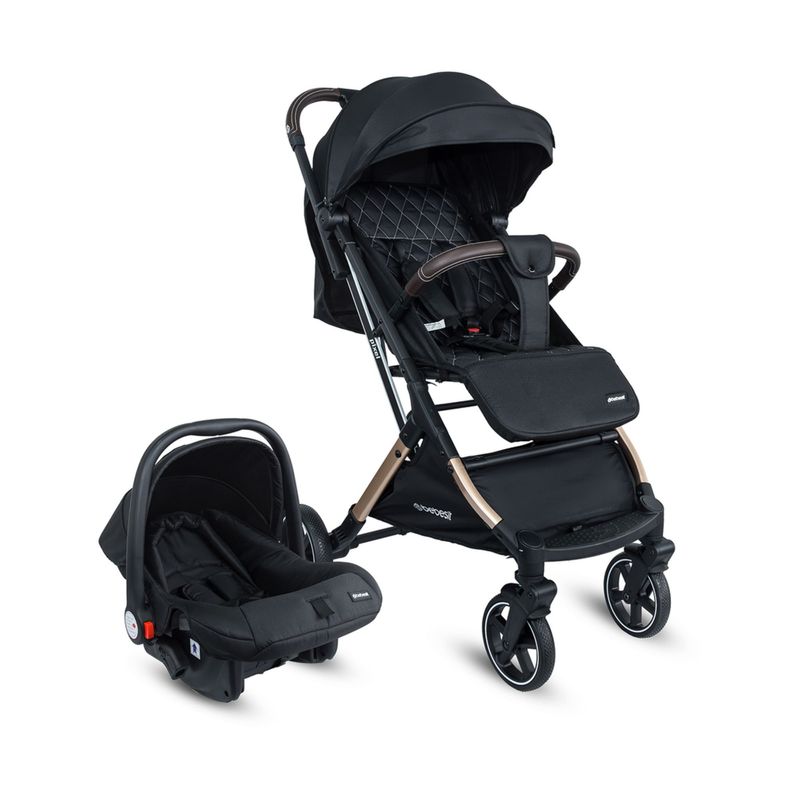 Coche para Bebé con Portabebe Travel System Compacto Negro Gris