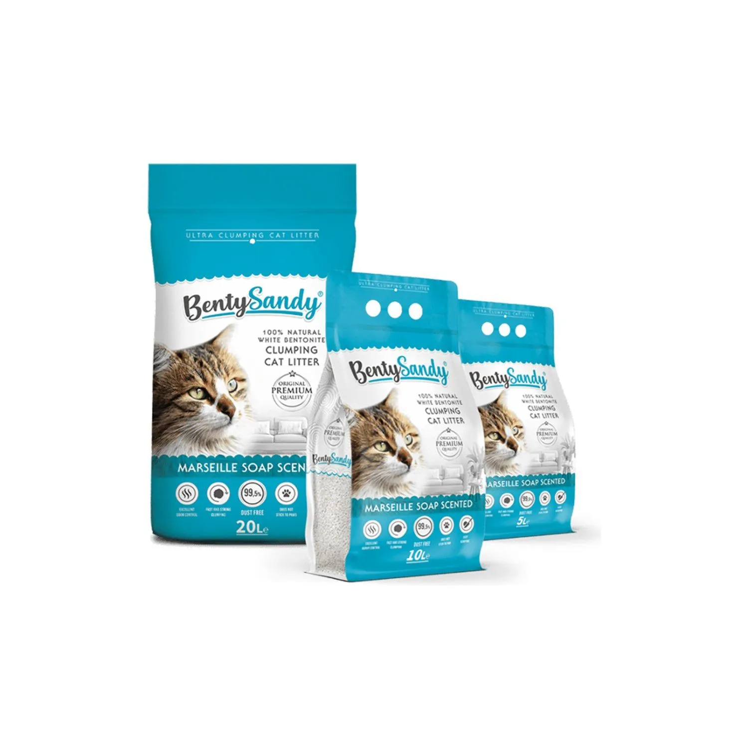 Arena Sanitaria Gato Aglomerante Absorbente Bentonita  Bentysandy  Jabón Mar 18Kg