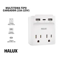 Multitoma Tipo Cargador 2 Sal+2 USB Tipoa+1 Tipo C