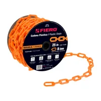 Carrete de Cadena Plástica Naranja de 25 M. Espesor 8 Mm Fiero x 2 Unidades