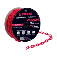Carrete de Cadena Plástica Roja de 25 M. Espesor 5 Mm Fiero x 2 Unidades