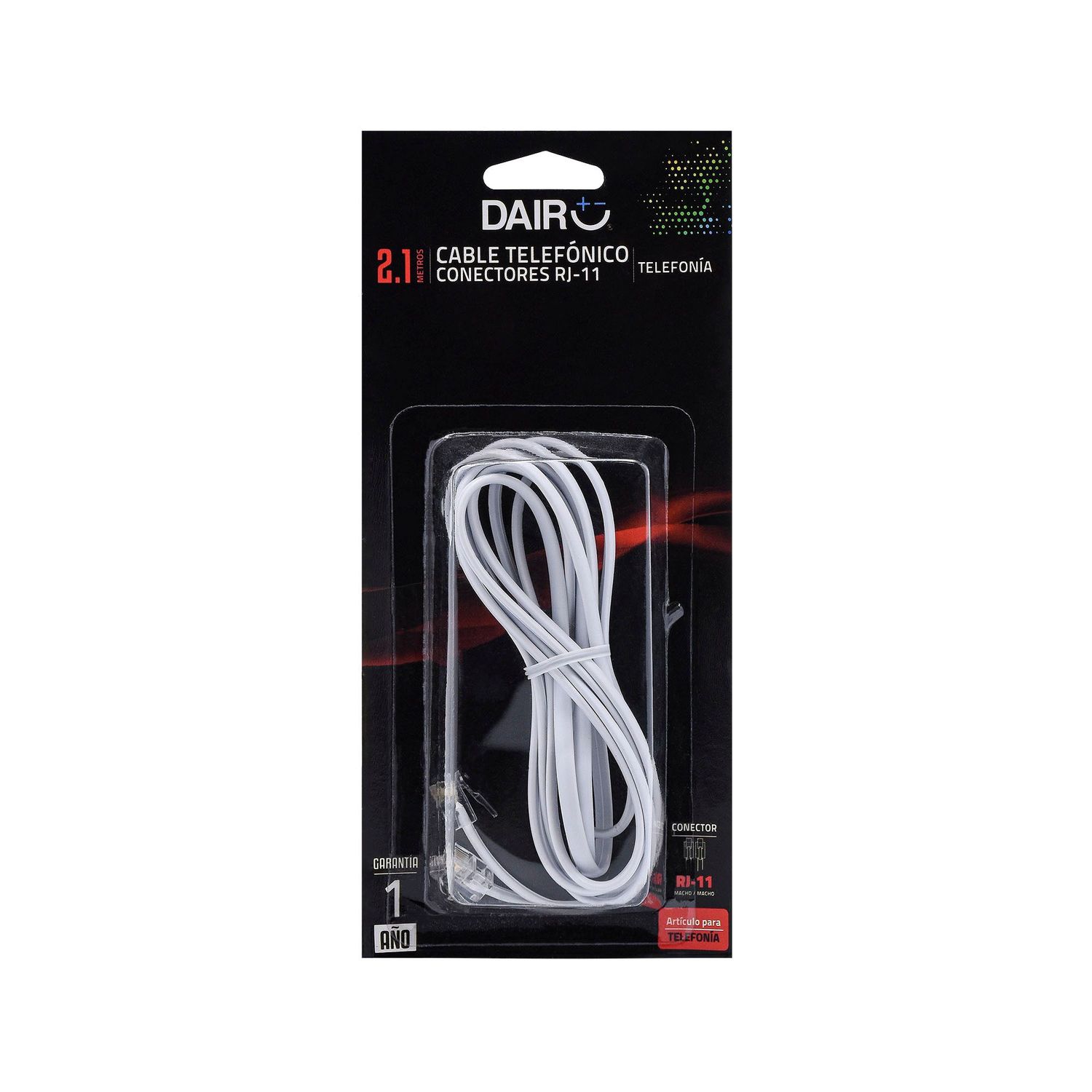 Cable Rj11 Cable Extensor Teléfono RJ11 6P4C 6 M Negro Telas Por Metros