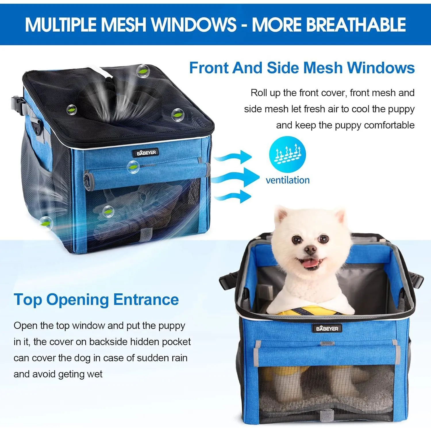 Cesta de Bicicleta para Perro. Azul 10065 Babe