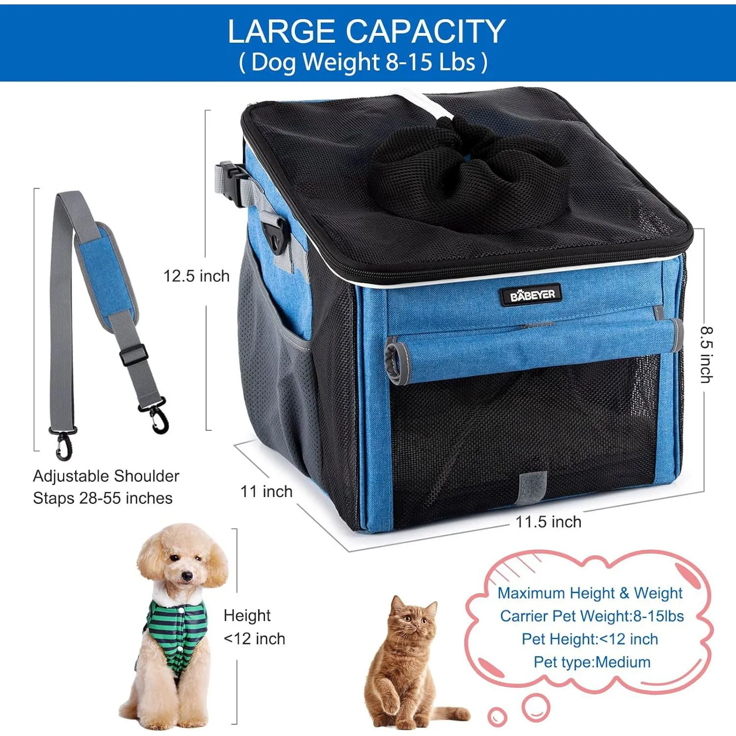 Cesta de Bicicleta para Perro. Azul 10065 Babe 3