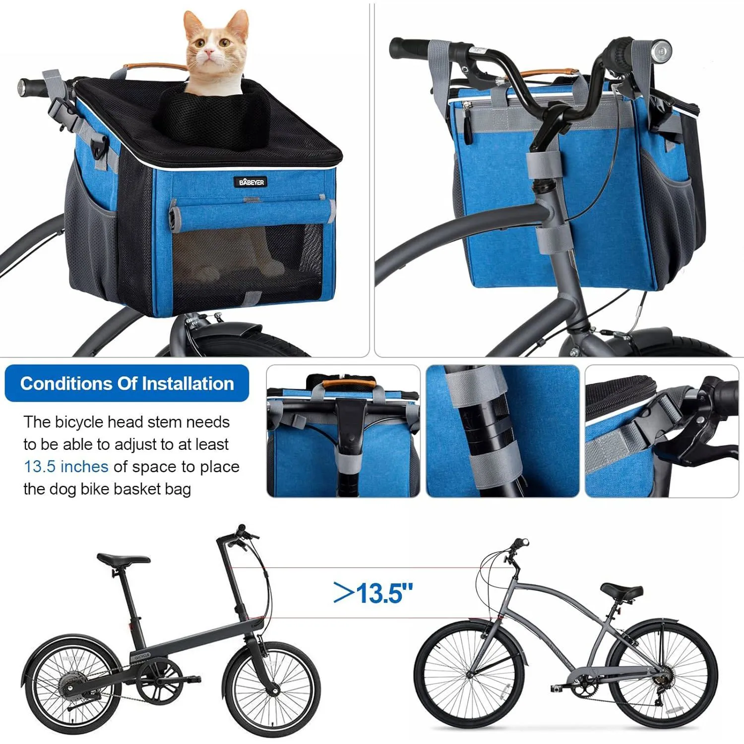 Cesta de Bicicleta para Perro. Azul 10065 Babe 4