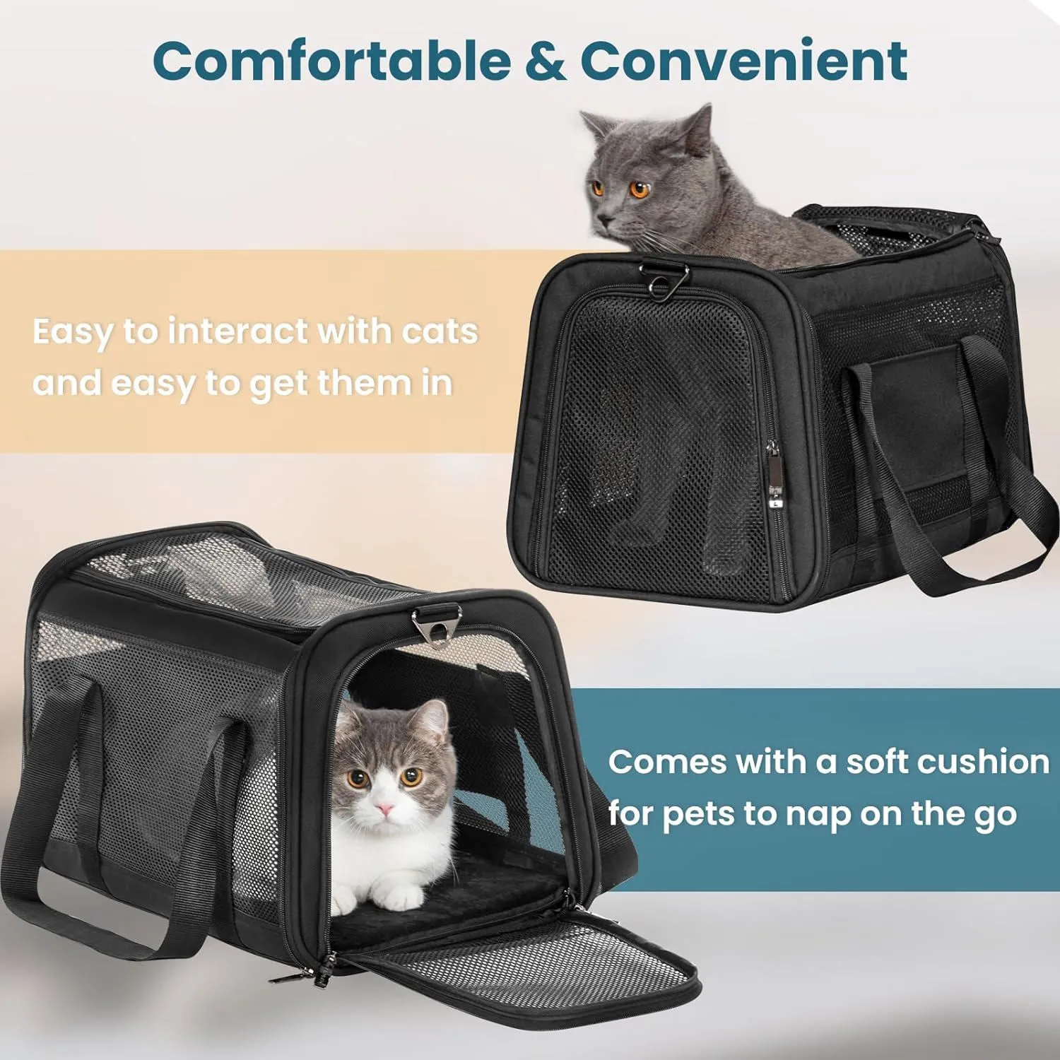 Transportador Para Mascotas  47x29x29cm Pequeño Negro 6
