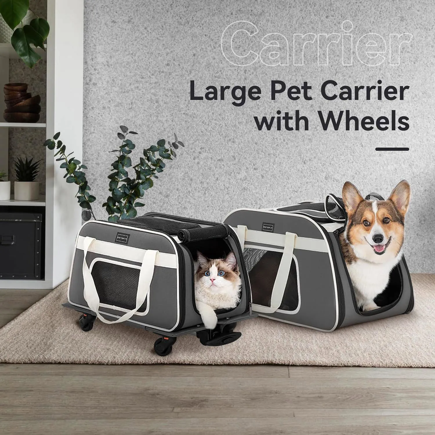 Transportador Para Mascotas  47x31x29cm Pequeño Gris 7