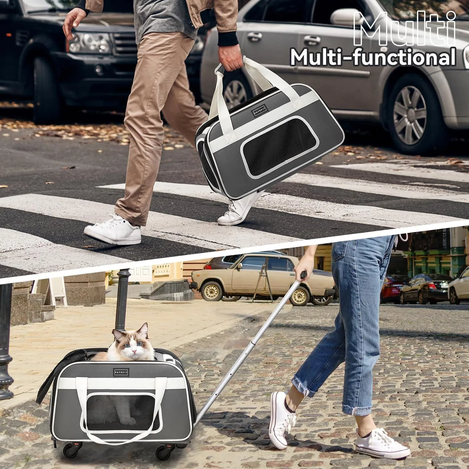 Transportador Para Mascotas  47x31x29cm Pequeño Gris 8
