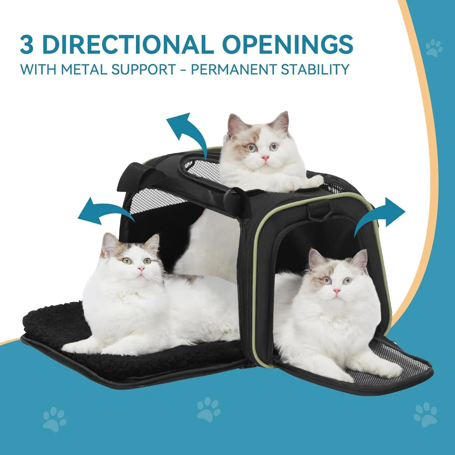Transportador Para Mascotas  44x26x26cm Pequeño Negro 6