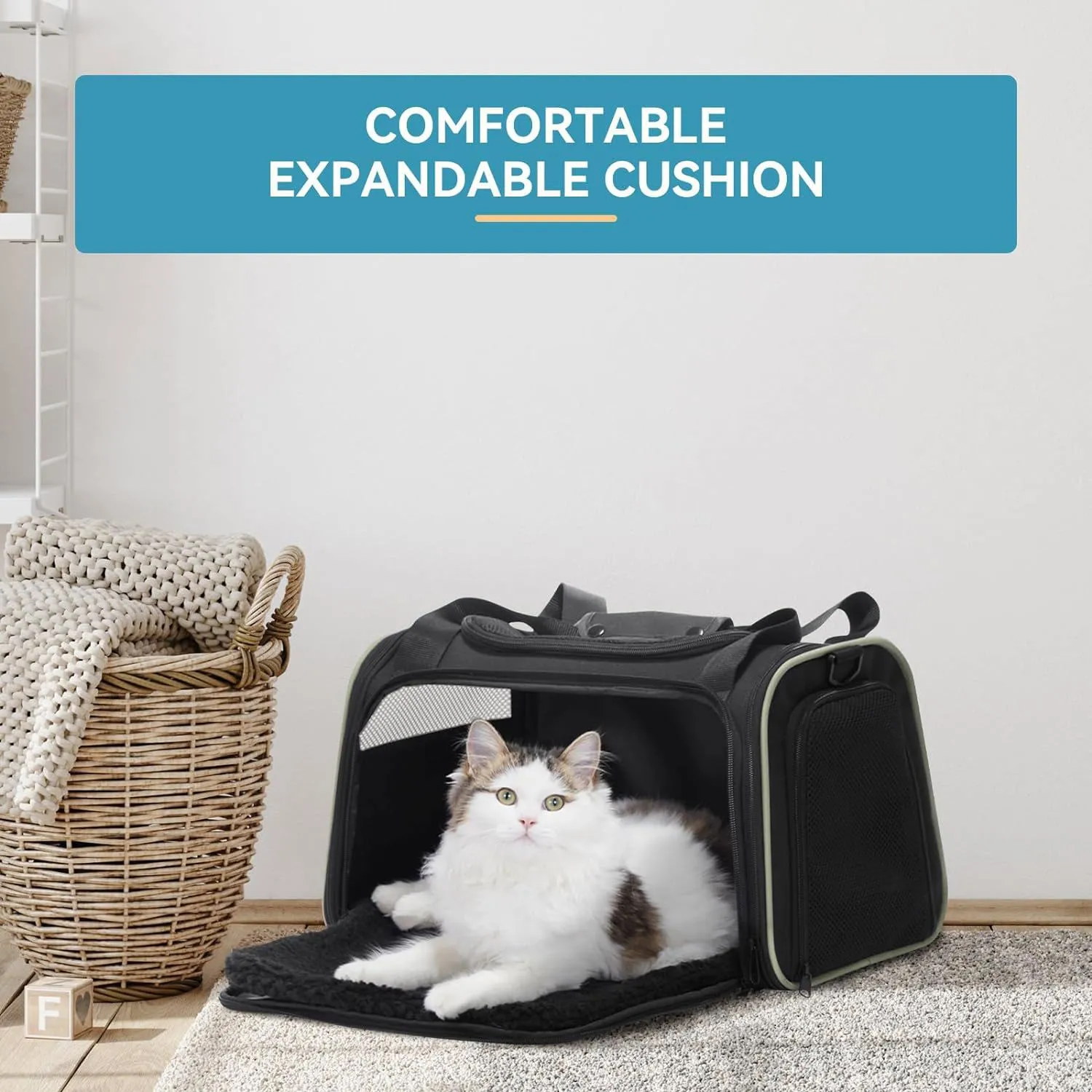 Transportador Para Mascotas  44x26x26cm Pequeño Negro 8