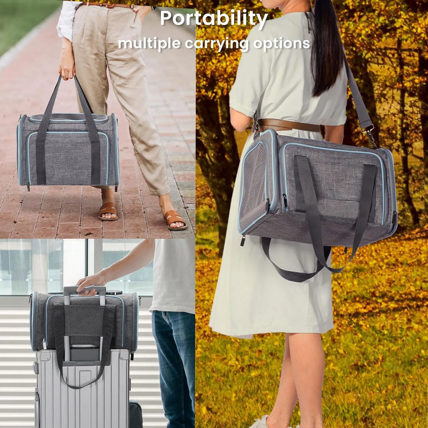 Transportador Para Mascotas  39x29x29cm Pequeño Gris 3