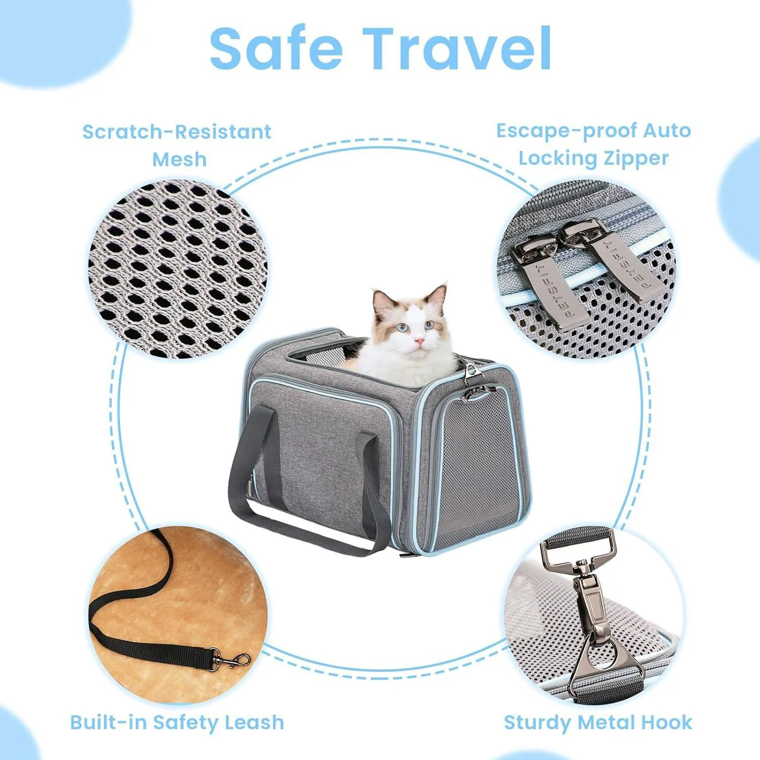 Transportador Para Mascotas  39x29x29cm Pequeño Gris 5
